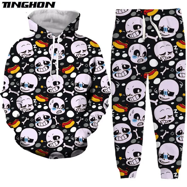 XS-7XL Undertale трехмерные спортивные костюмы с принтом свитшоты и брюки-джоггеры