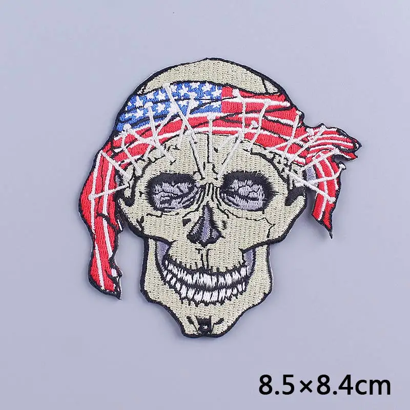 Diy панк череп патчи утюгом нашивки на одежду Скелет значки полосы патч вышитые