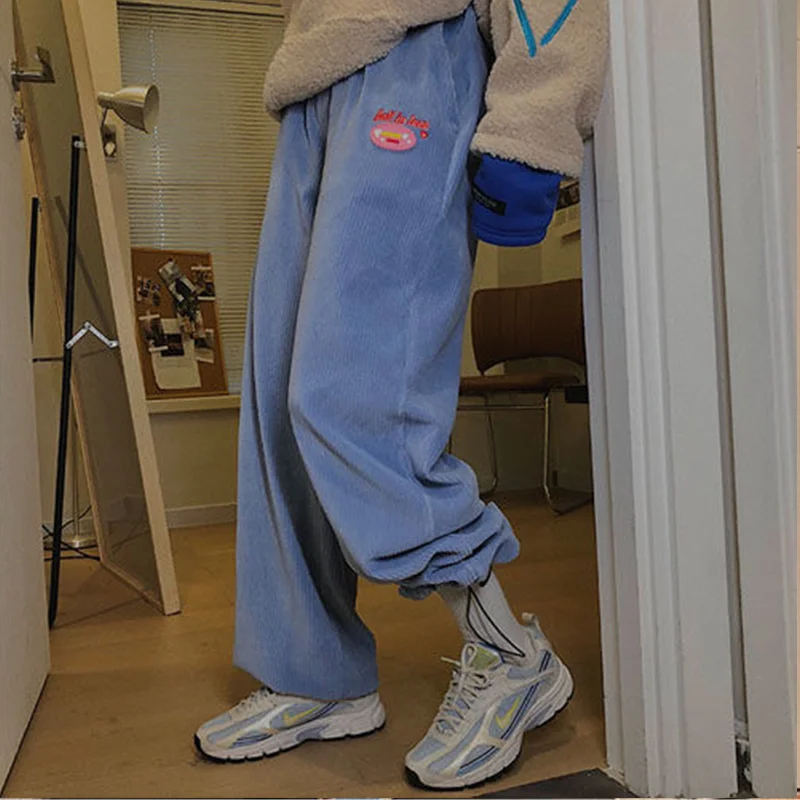 

2020 Streetwear Pants Autumn Ladies Causal Pants Plus Size Corduroy y2k Loose clothing vintage Harajuku For Women Trousers