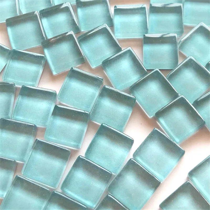 sky blue 50 штук 10*10*4 мм цветной Кристальный стеклянный квадратный пазл для детей креативные настольные игры - Цвет: sky blue
