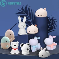 colorful silicone led night light cute animal soft cartoon usb rechargeable lamps for children bedroom baby christmas gift