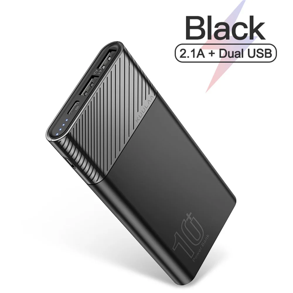 

KUULAA Kl-YD11 Power Bank 10000 MAh 2.1A Dual USB External Battery Pack