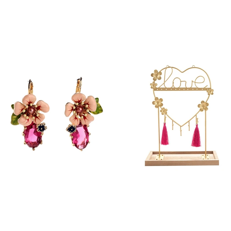 

Sen Series Girl Super Fairy Flower Earrings & Jewelry Organizer Stand, Jewelry Holder with Wood Base