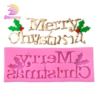 deouny hot christmas series silicone mold merry christmas letter chocolate fondant candy baking mould cake diy decoration tools