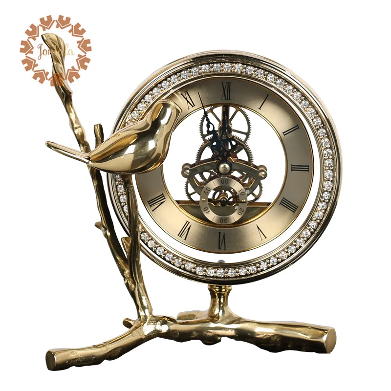 Элегантные медные часы с птицей гостиная ТВ шкаф украшение стола креативные