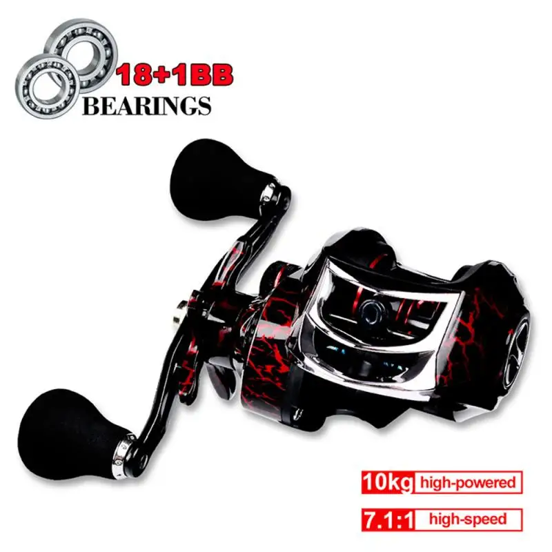 

Metal Drop Wheel 18+1 Axis Fishing Reel 7:1:1 Fishing Gear Supplies Sea Fishing Reel 10 Kg Max Drag Left/right Hand Fishing Reel
