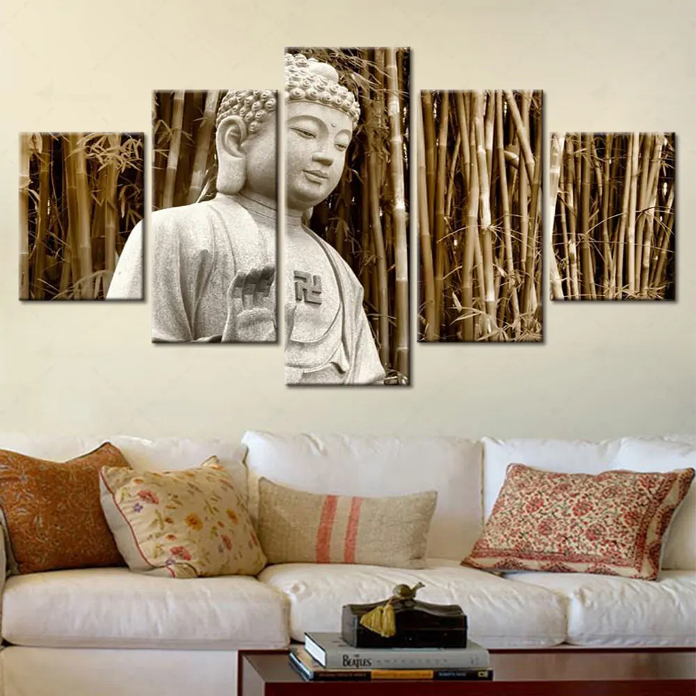 

Artsailing Modern Canvas Wall Art 5 Pieces Abstract Buddha Pictures HD Printed Painting Poster for Living Room Modern Artwork