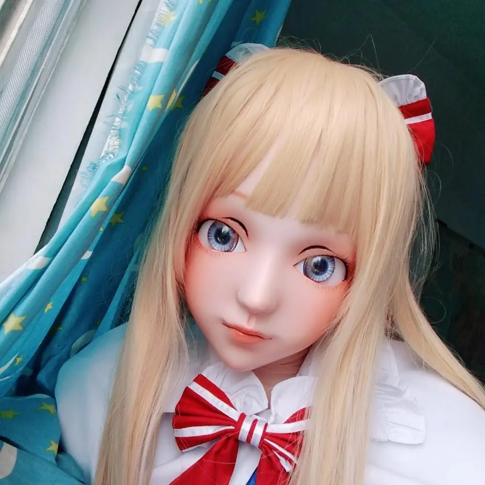 

(Rabbit 02) Handmade Female Resin Crossdress Pretty Girl Head Lolita Doll Mask Japanese Anime Cosplay Kigurumi Mask Crossdresser