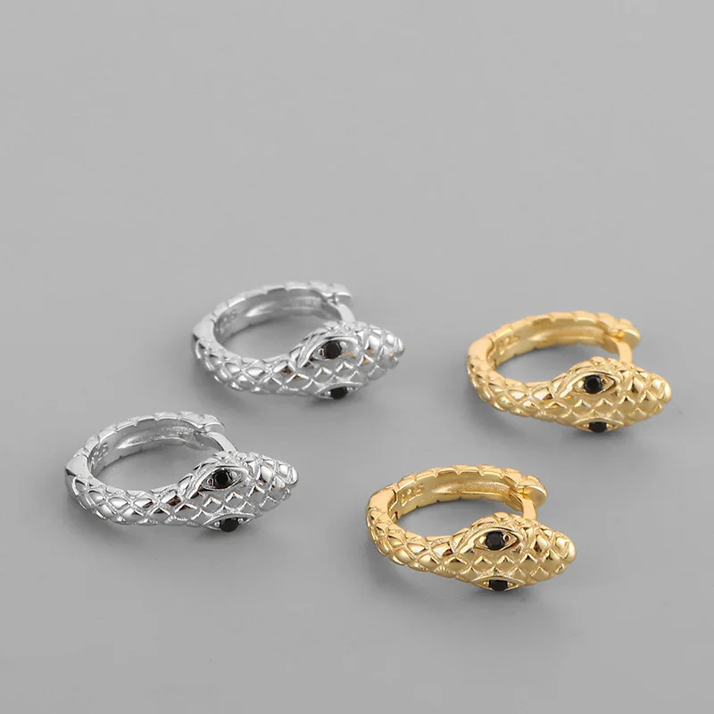 

Personality Punk Silver Plated Samll Snake Earrings for Women Classic Inlay Zircon Party Earrings Charm Women Daily Wear Jewelry