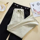 Новинка Весна 2021 женские джинсы для мам Модные свободные прямые уличные джинсовые брюки женские бежевые черные брюки Классическая брендовая одежда