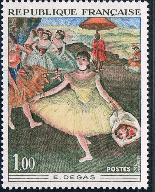 1 шт. Новый Французский штамп 1970 художественная серия Degas покраска балета на