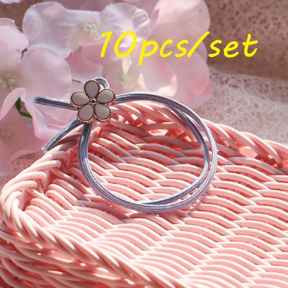 

Women Girls Elegant Flower Pearls Bow Elastic Hair Bands Sweet Scrunchie Headband Rubber Bands Hair Accessories
