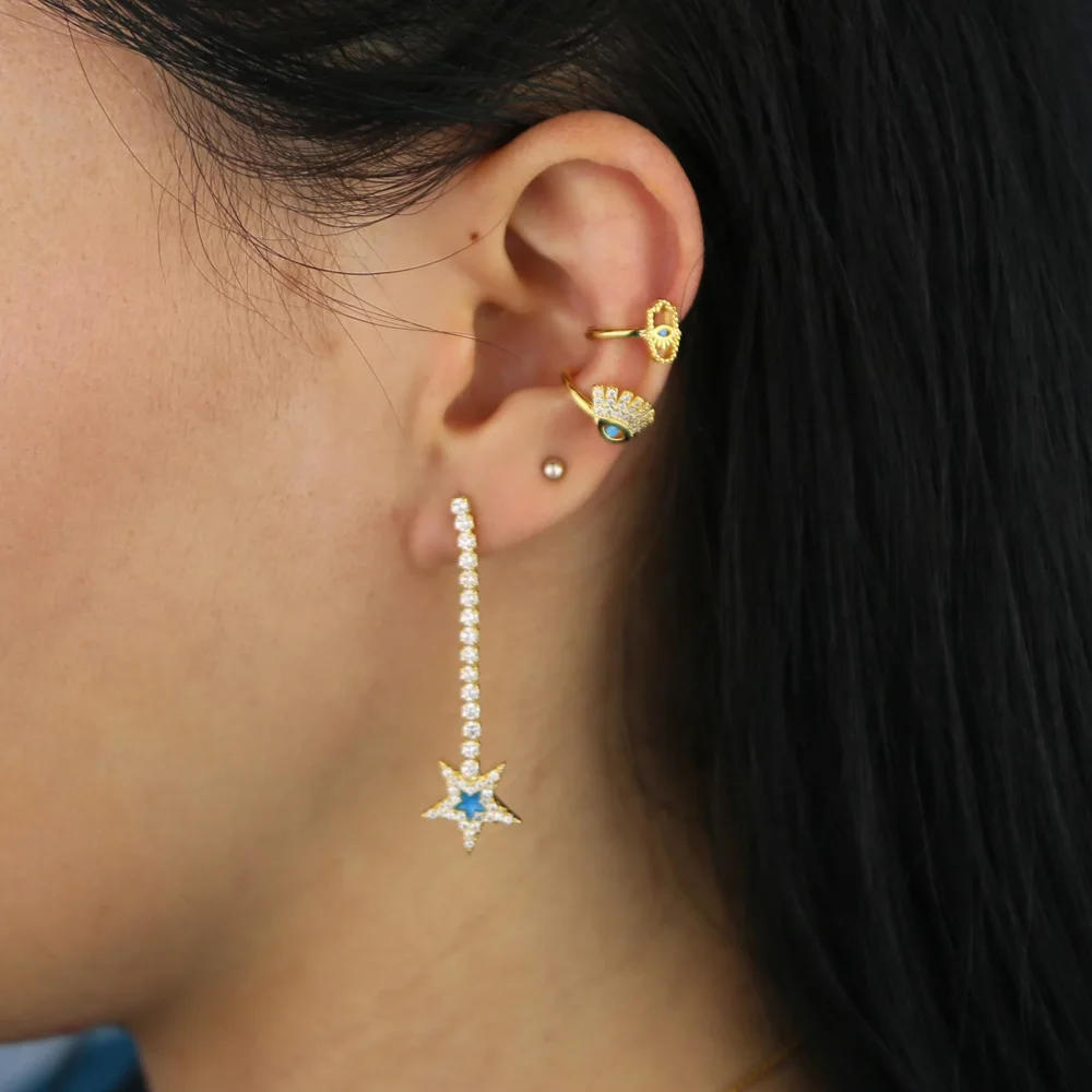 1 шт Позолоченные micro pave бирюзовый камень с Белый циркония Турецкий Дурной глаз