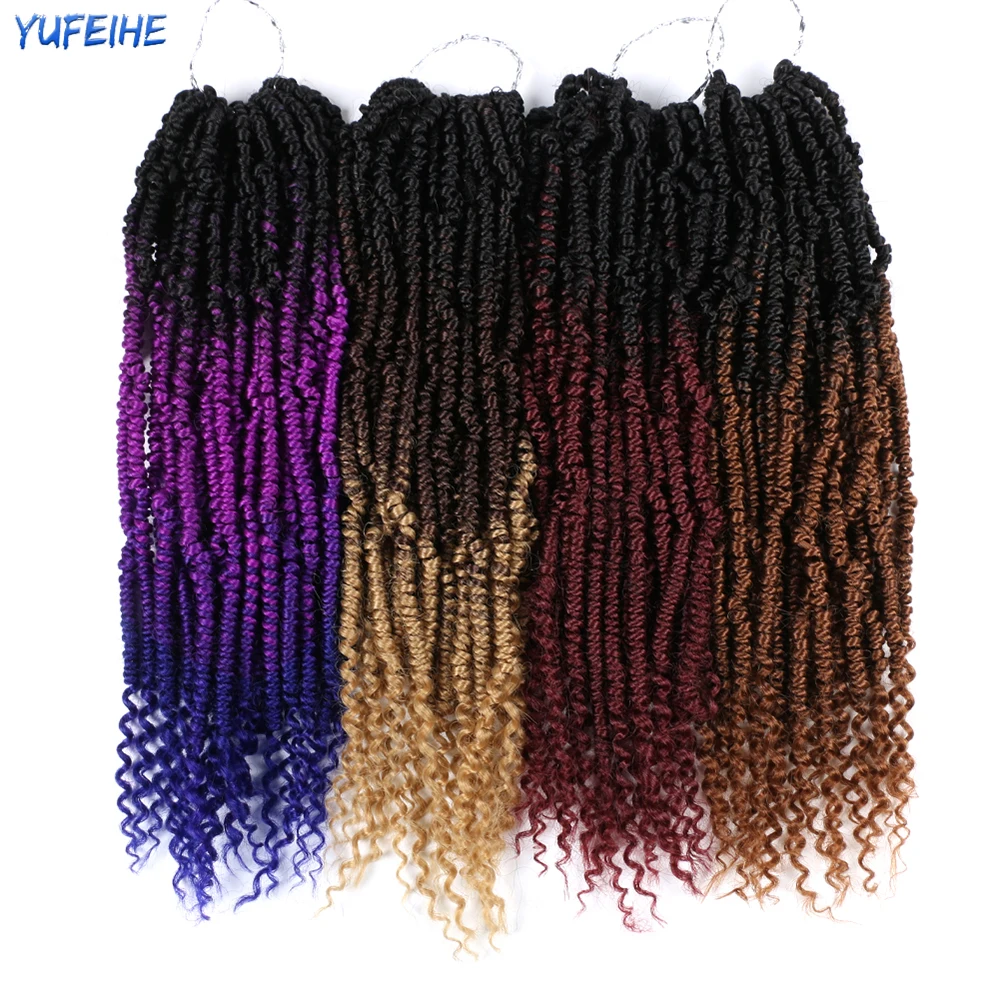12Inch Fluffy Spring Twist Hair Extensions Black Brown Burgundy Ombre Crochet Braids Synthetic Braiding Bomb Fashion |