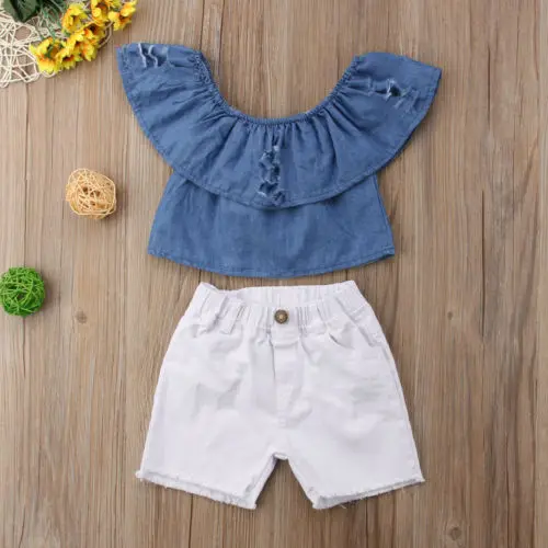 2018 новые летние синие джинсы без рукавов для маленьких девочек топы на бретелях