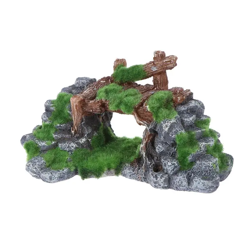 1 шт. аквариумное горное украшение мох Зеленый мост пещера с рыбами бак смола рыба