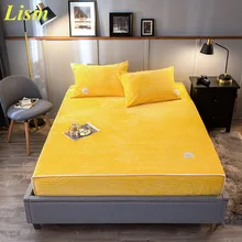 Magic Velvet Bed Sheet Skin-friendly Soft Plush Pure Color Simple Bed Cover