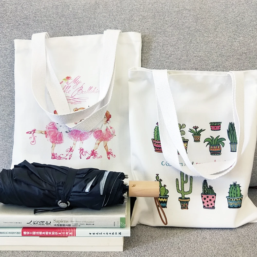 

Холщовая женская сумка для покупок с принтом, экологически чистая Складная Экологически чистая многоразовая сумка-тоут для продуктов
