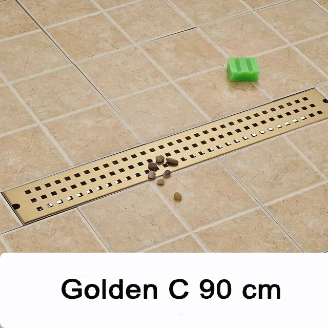Golden C 90cm Onyzpily ванная комната дренаж из нержавеющей стали 900 мм 700 мм линейная длинная душевая решетка для ванной канал плитка слива - Цвет: Golden C 90cm