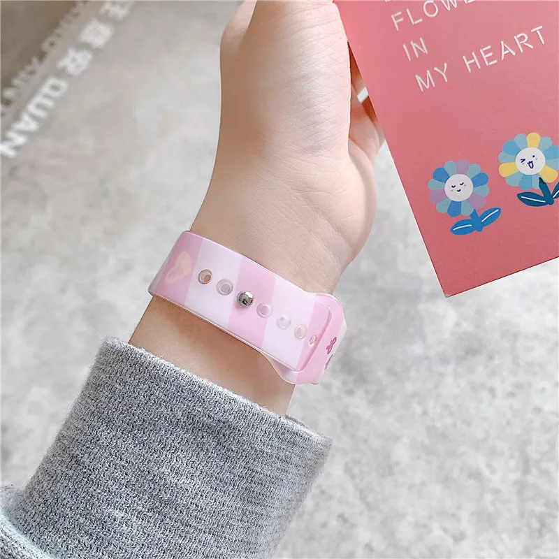 

Silicone printing for Apple Watch SE 3 4 5 6 Cartoon creative strap for Apple Watch strap 44mm 40mm iwatch strap 42mm 38mm