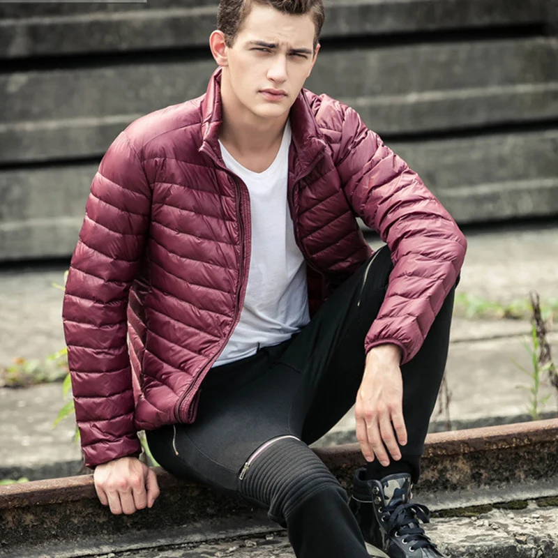Мужские куртки парка теплый утиный пух наполнитель ультра тонкий светильник 2019