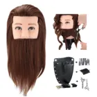 100% голова манекена с натуральными волосами для мужчин, голова с бородой для парикмахерских салонов, мужские тренировочные головки для стрижки