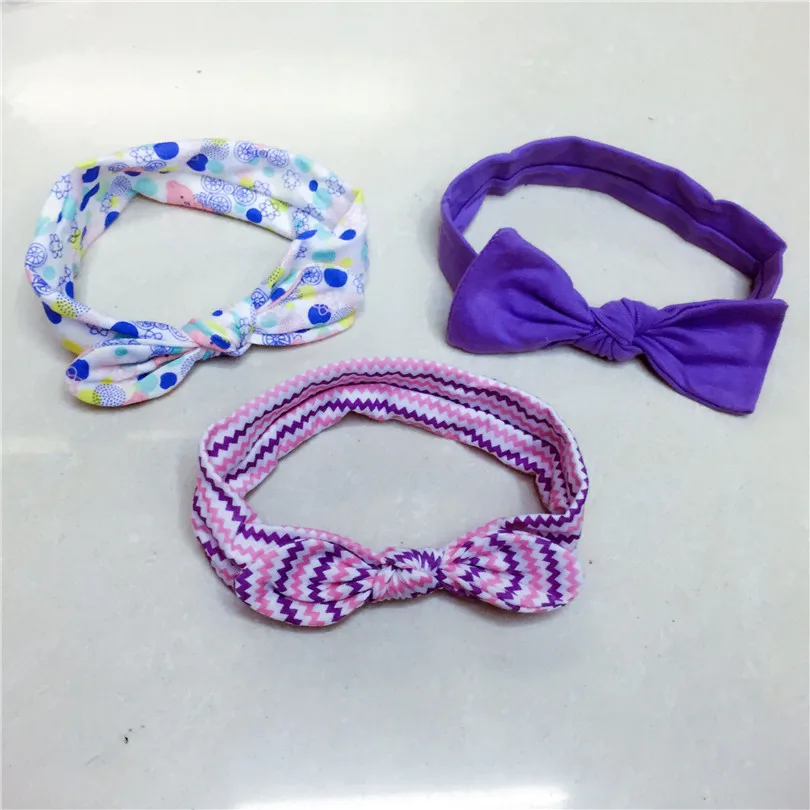 Модная Детская повязка на голову 3 шт./компл. Мягкая для волос с бантом и цветком