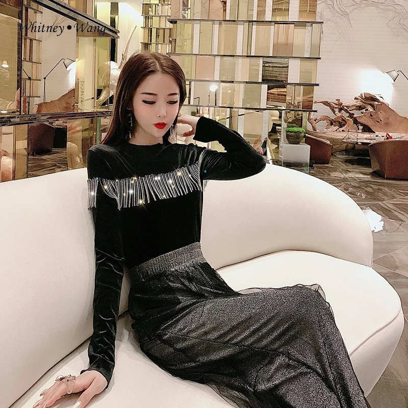 Футболка с длинным рукавом и бахромой Осень-зима | Женская одежда