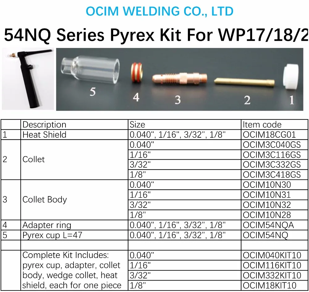 Комплект сопла Pyrex Для WP17 WP18 WP26 Tig сварочный фонарь