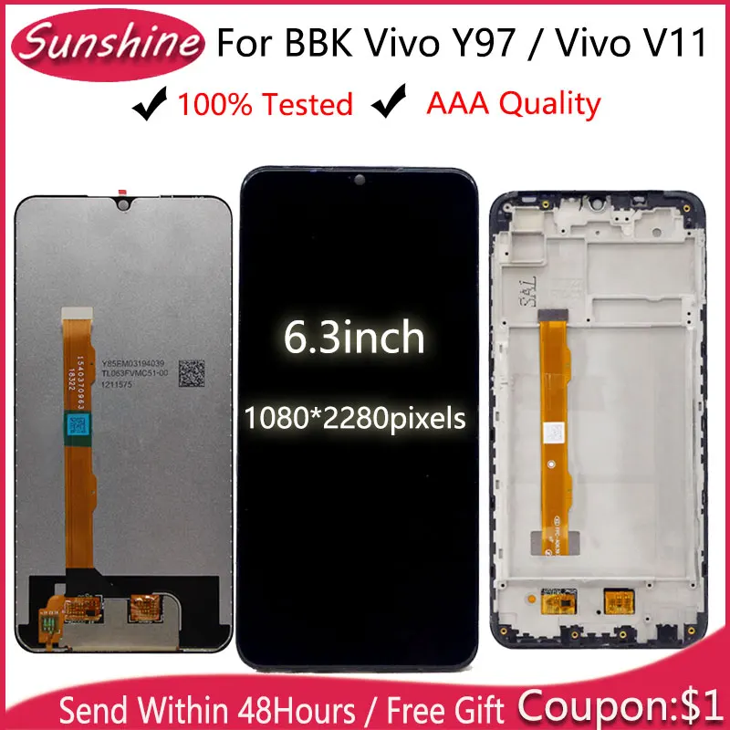 ЖК дисплей 6 3 дюйма с рамкой для BBK Vivo Y97 / V11 V11i панель сенсорного экрана цифровым