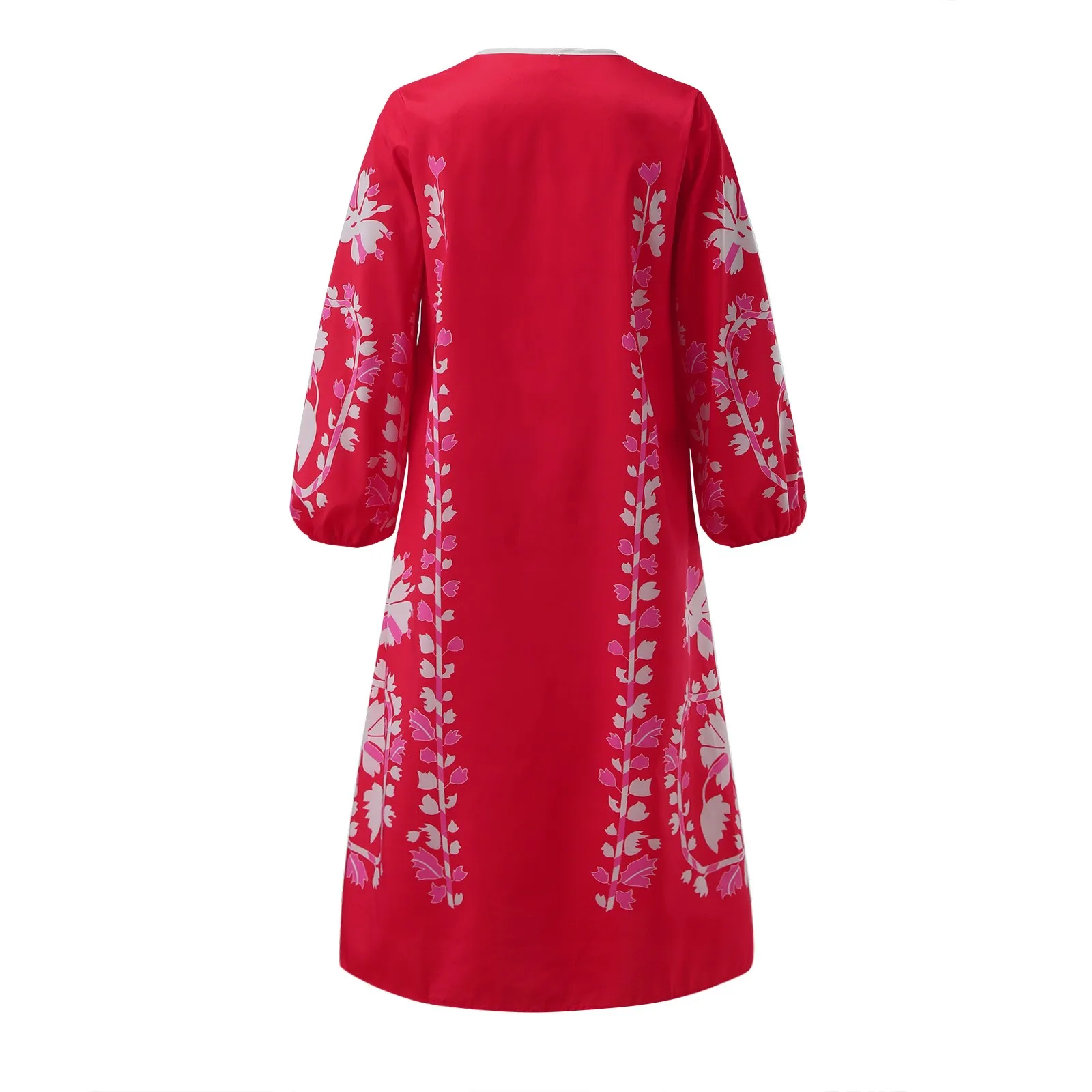 

Plus Size Dress For Women Summer Casual Print Loose V-neck Long Sleeve Maxi Dress New Woman Loose Daily Dress Traf