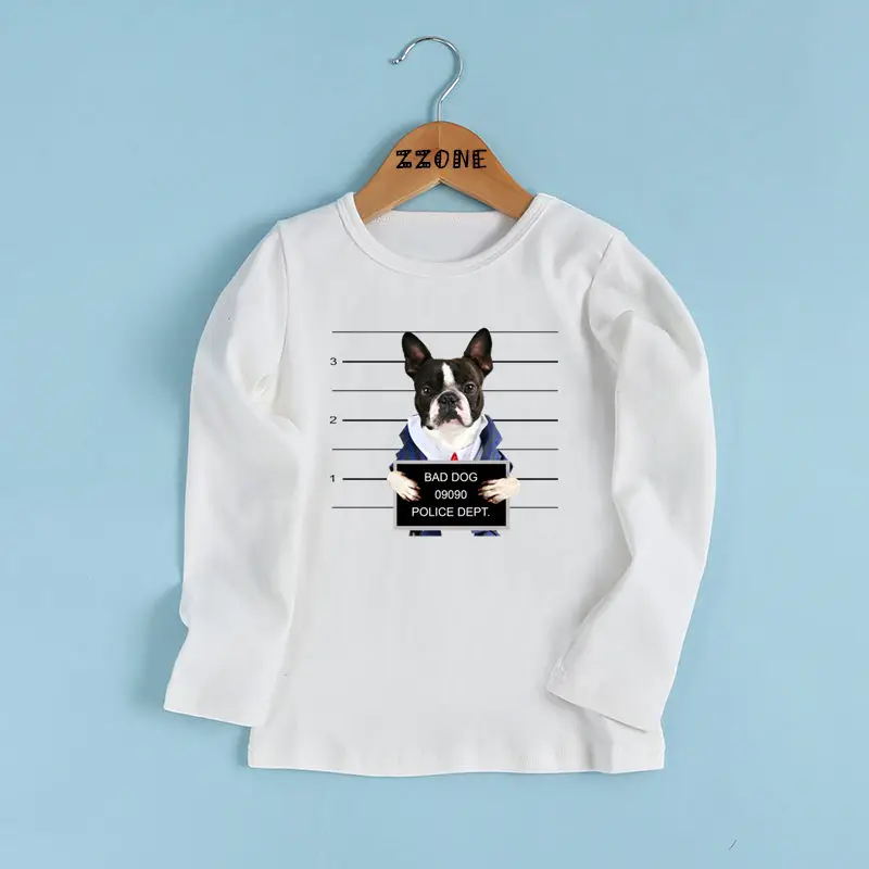 Модная футболка для мальчиков/девочек с рисунком плохого/мопса французского