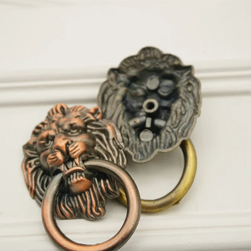 

Furniture Handles Beast for Lion Head Antique Alloy Handle Wardrobe Drawer Door Pull Retro Decoration 1PCS With Screw
