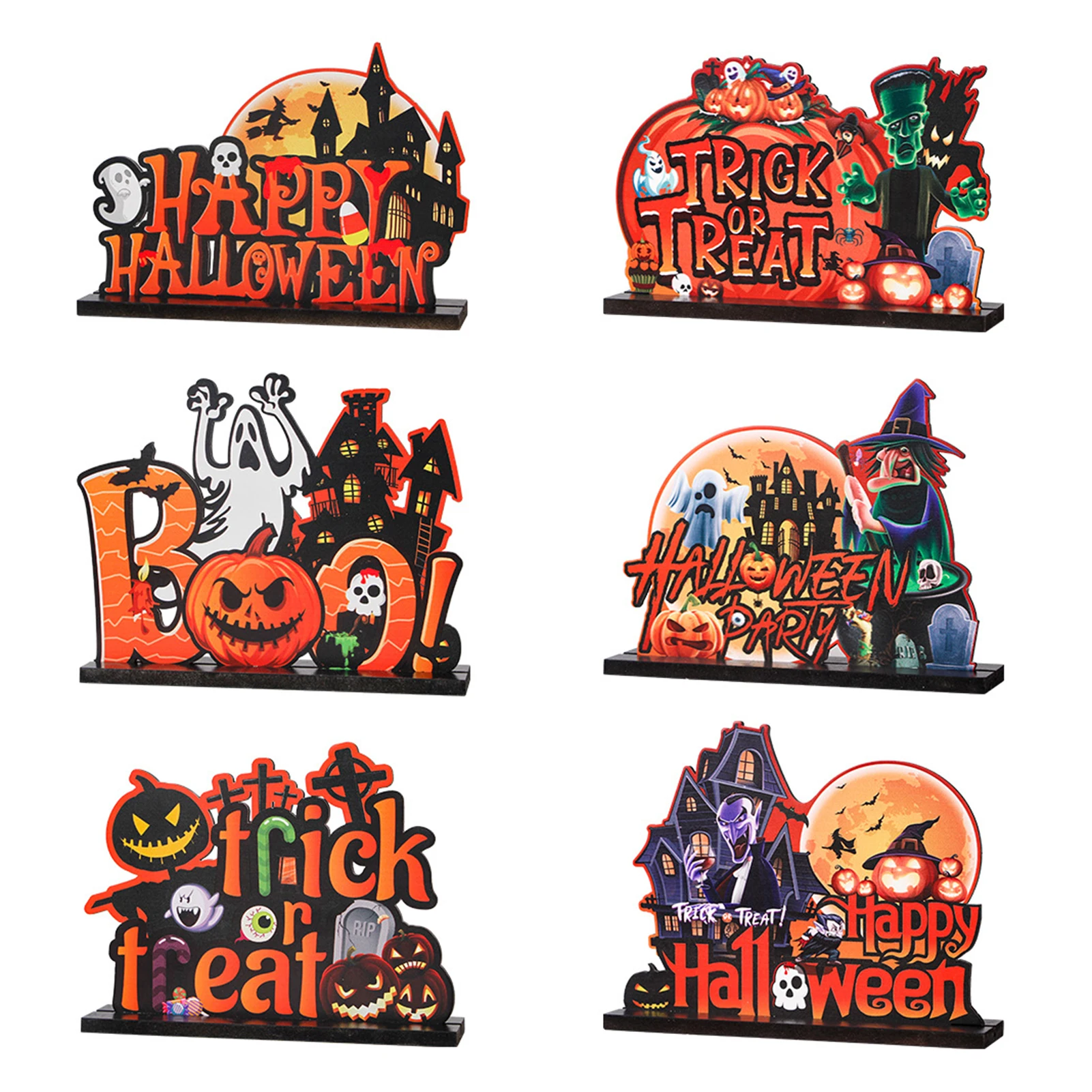 Деревянное настольное украшение на Хэллоуин персонализированный реквизит для