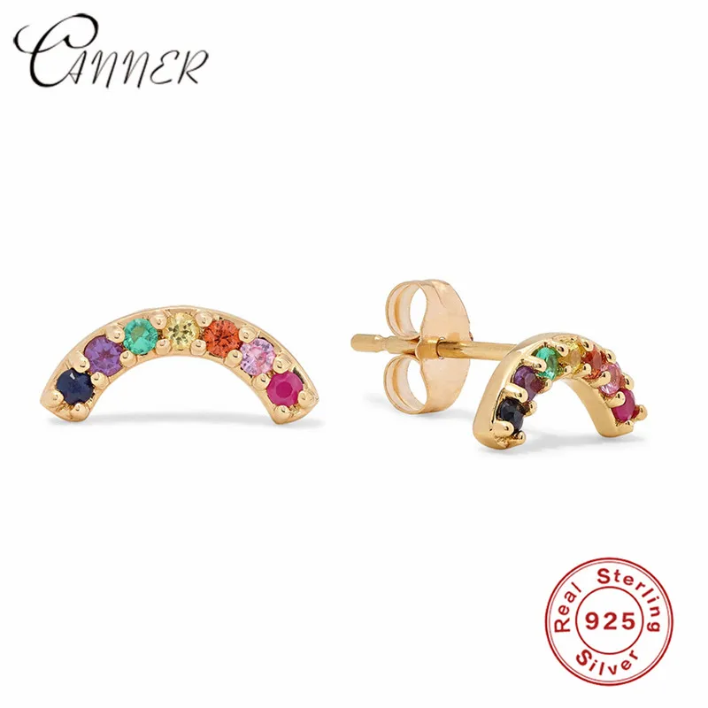 Женские Геометрические серьги гвоздики CANNER маленькие из стерлингового серебра