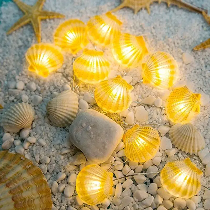 

1,5/3 м оболочки строка светильник s Батарея светильник садовая терраса вечерние с блестками платье феи светильник декора для дома Освещение ...