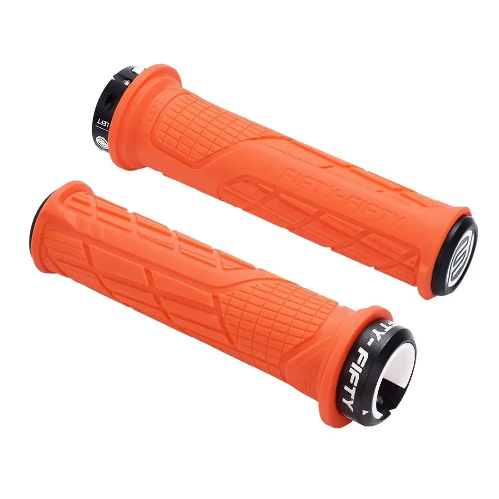 orange FIFTY-FIFTY один замок на горном велосипеде, супер липкий MTB ручки, светильник вес и легкая установка велосипедные ручки - Цвет: orange