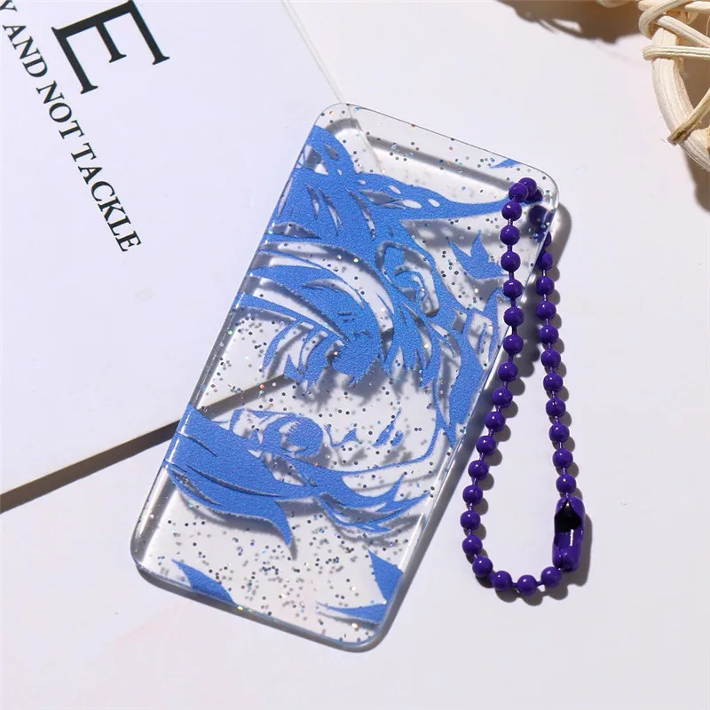 

Demon Slayer Keychain Anime Cartoon Laser Stars Sweet Romantic Transparent Acrylic Keyring Bag Car Trinket Decorate Accessories