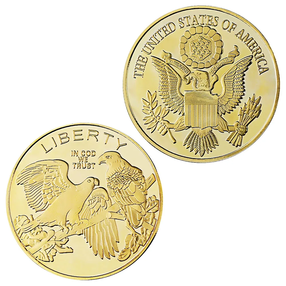 

Liberty Coin Gold Plated Souvenir Bald Eagle In God We Trust USA Collectible Gift Collection Art Liberty Coin Commemorative Coin