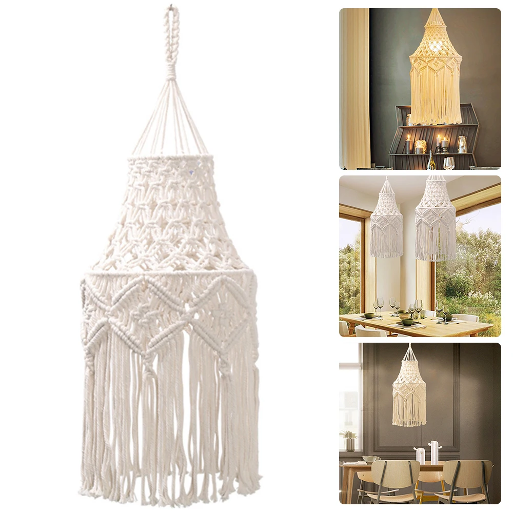 

Абажур гобелен B & B ручной работы плетеная хлопковая веревка люстра в скандинавском стиле декоративный абажур богемное освещение домашний ...