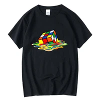 mens top quality 100 cotton funny melting cube printing men t shirt cool mens casual t shirt for men o neck t shirt male tee