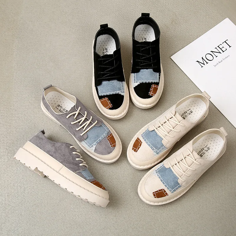 2020 новый стиль Женская обувь в Корейском стиле модная на плоской подошве с