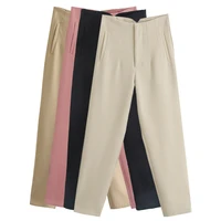 baldauren 2022 women spring trousers suits high waisted pant fashion office lady beige elegant casual famale stright pants