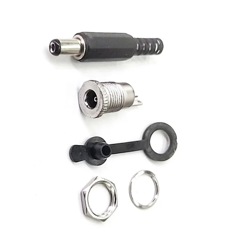 

metal DC099 DC power socket female jack screw nut panel mounting 5.5x2.1mm plastic male plug connector 20PCS (10 pairs)