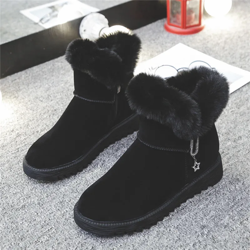 Плоские теплые зимние ботинки женские ботильоны женская зимняя обувь меховые
