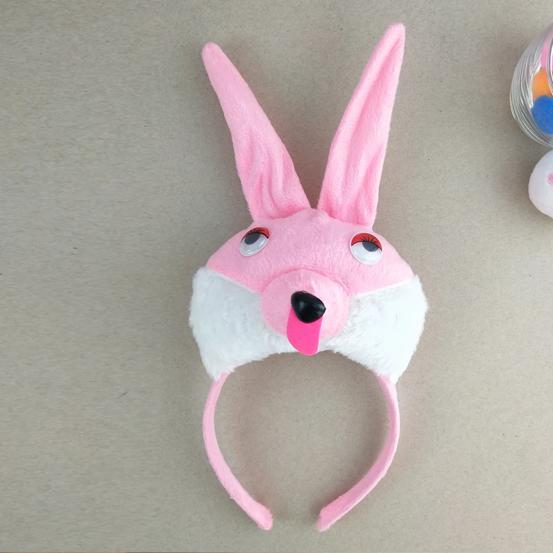 Объемная повязка на голову с животным кроликом и объемными ушками для