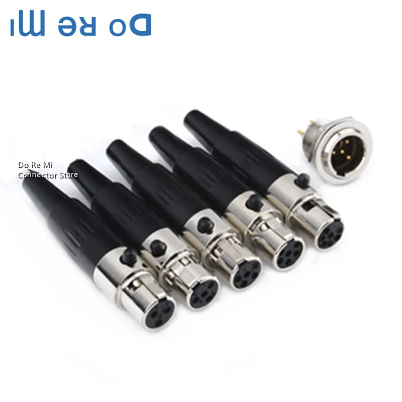 

10pcs/lot Mini 3PIN/4PIN/5PIN Female Plug Mini XLR Audio Microphone Connector 49x8mm