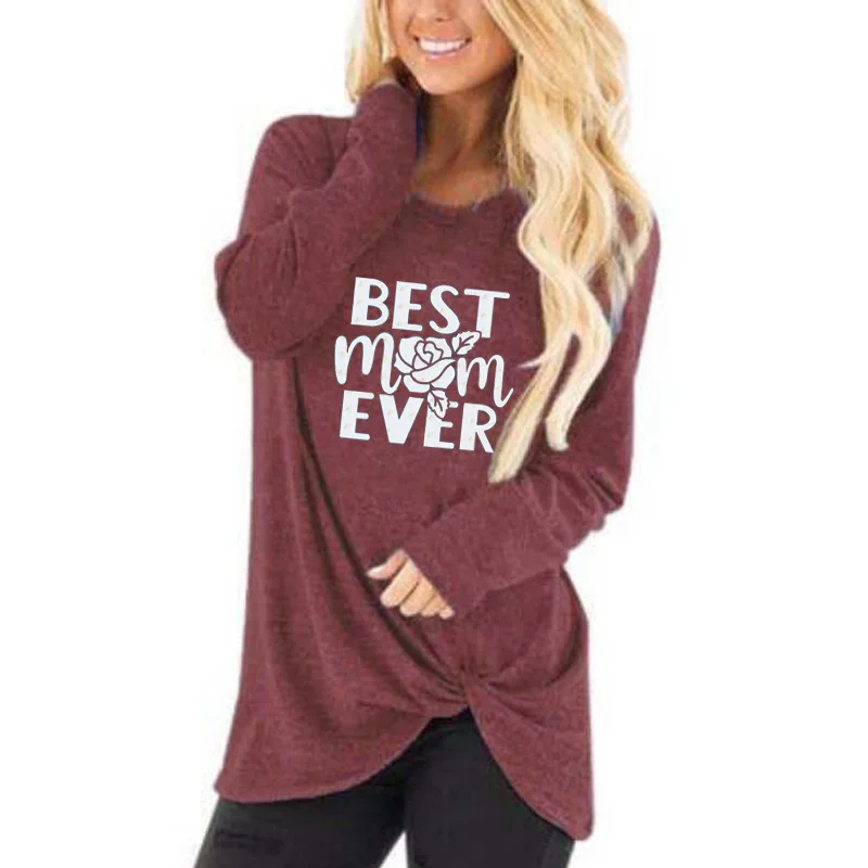 

Футболка женская с длинным рукавом, ассиметричная рубашка с принтом лучшей мамы в стиле Харадзюку