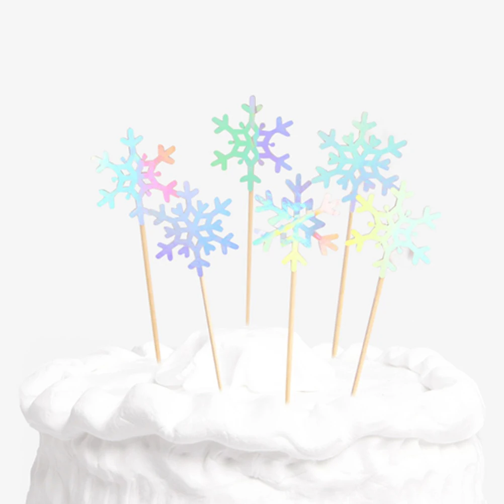 30pcs Lovely Snowflake Cake Topper Glittering Picks Cupcake Toppers Decor Party Supplies For Wedding Birthday Baby Shower | Дом и сад
