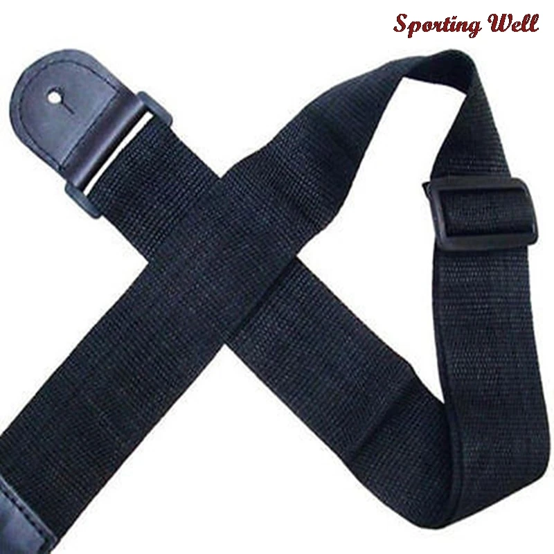 

New Hot Sale PU Leather + Nylon Black Useful Folk Guitar Straps Adjustable 75-120cm Electric Acoustic Bass Guitar Strap